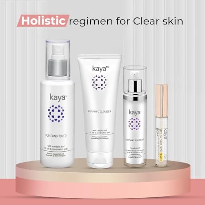 kaya ADVANCED ACNE CARE KIT (SET OF 4 FOR OILY & COMBINATION SKIN), ACNE FACE WASH/ACNE CLEANSER + ACNE TONER + ACNE MOISTURIZER/ACNE CREAM + SPOT CORRECTOR - Image 3